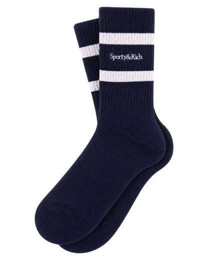 Serif Logo Socks - Navy/White