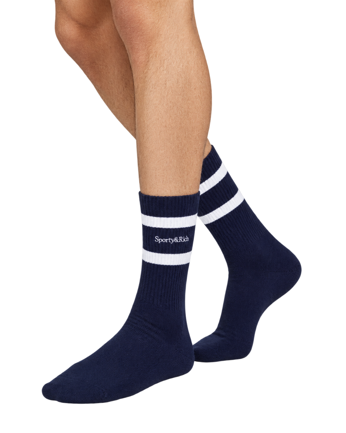 Serif Logo Socks - Navy/White
