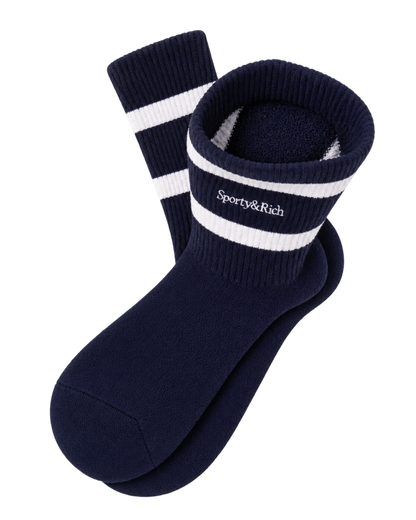 Serif Logo Socks - Navy/White