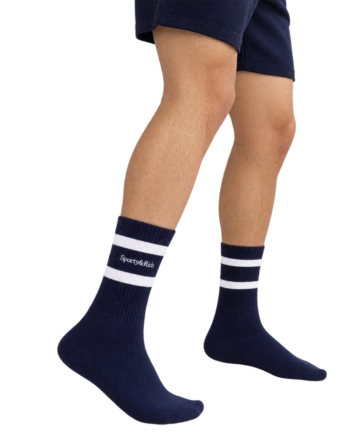 Serif Logo Socks - Navy/White