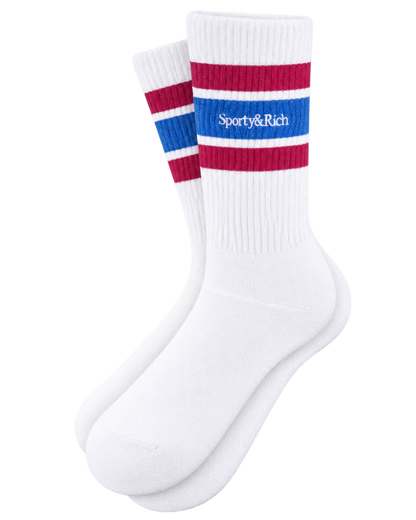 Serif Logo Socks - White/Berry/Azure