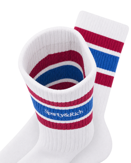 Serif Logo Socks - White/Berry/Azure