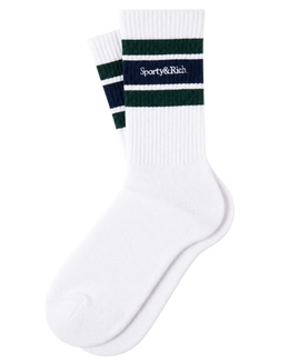 Serif Logo Socks - White/Forest/Navy