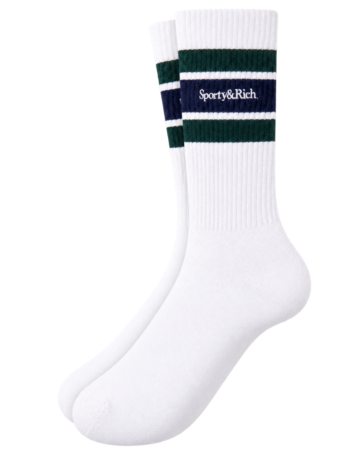 Serif Logo Socks - White/Forest/Navy