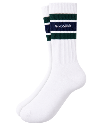Serif Logo Socks - White/Forest/Navy