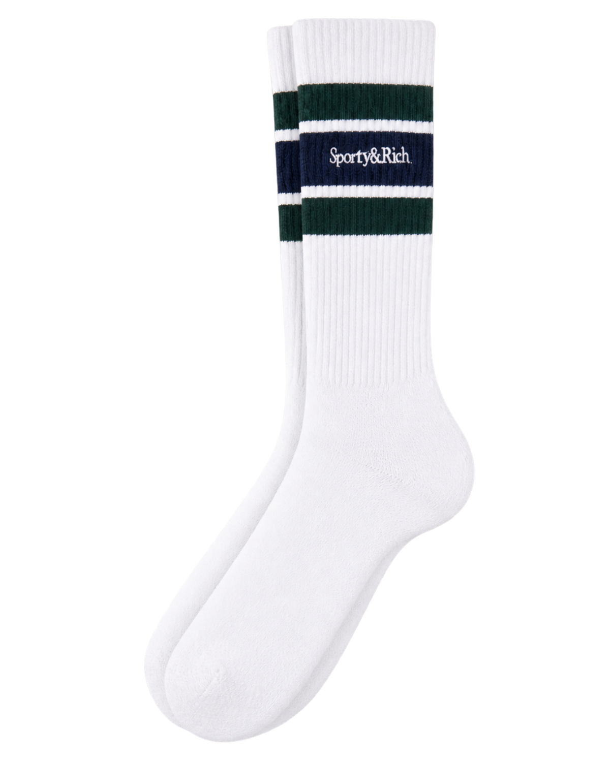 Serif Logo Socks - White/Forest/Navy