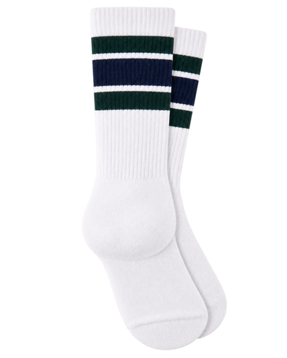 Serif Logo Socks - White/Forest/Navy
