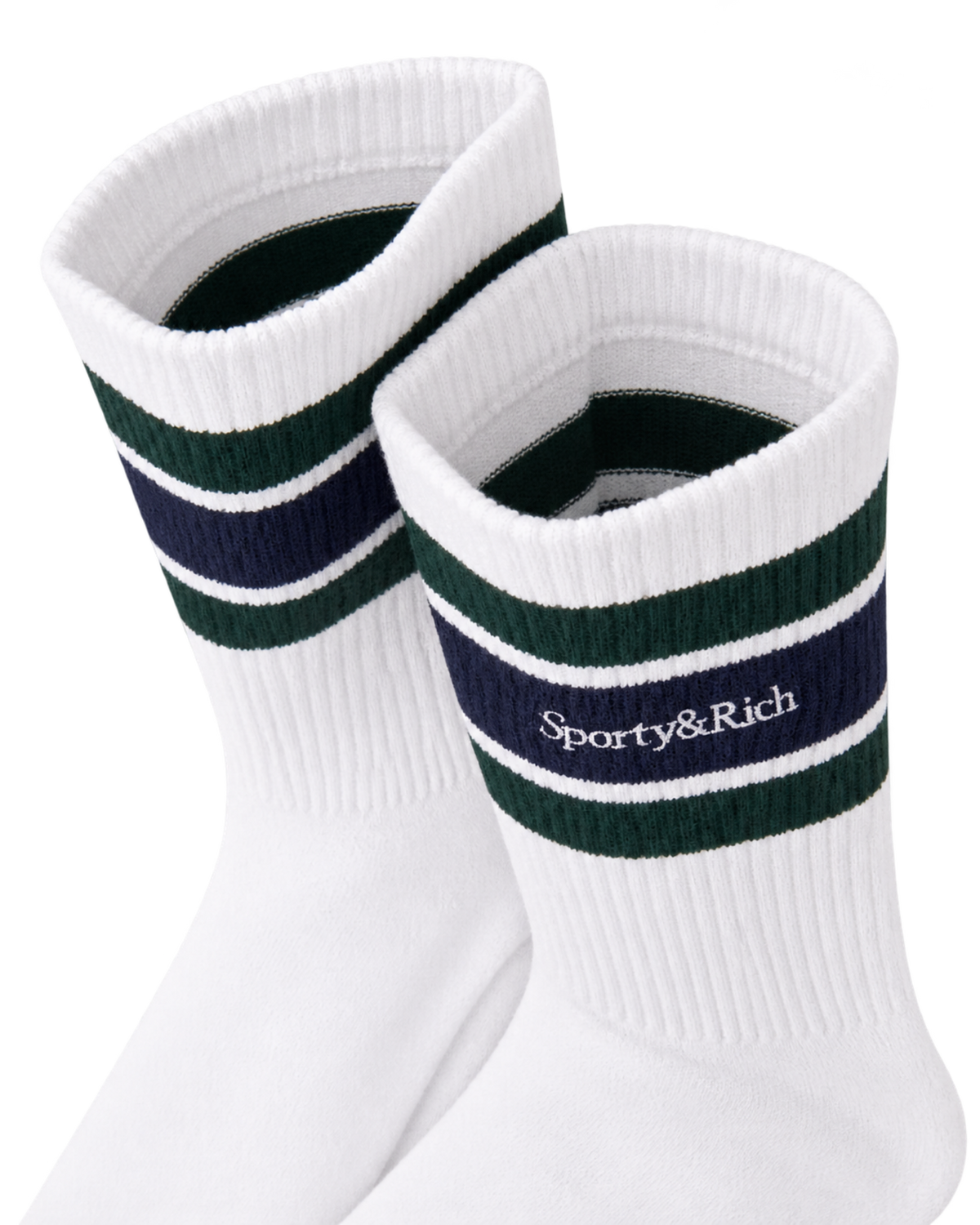 Serif Logo Socks - White/Forest/Navy