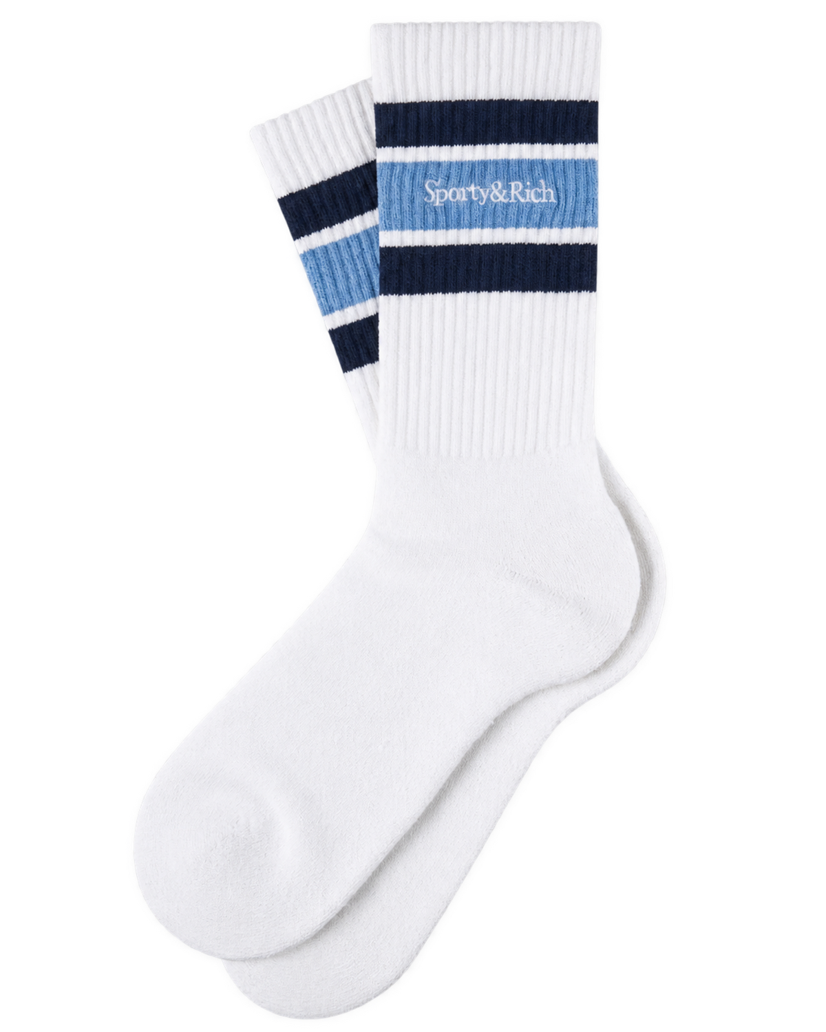 Serif Logo Socks - White/Navy/Colony