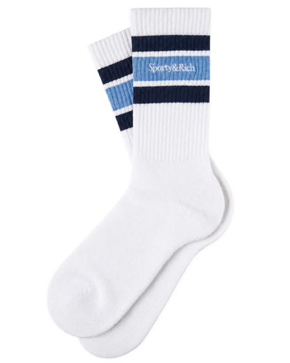 Serif Logo Socks - White/Navy/Colony