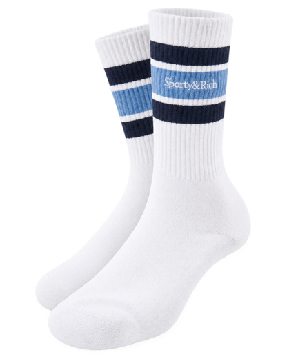 Serif Logo Socks - White/Navy/Colony