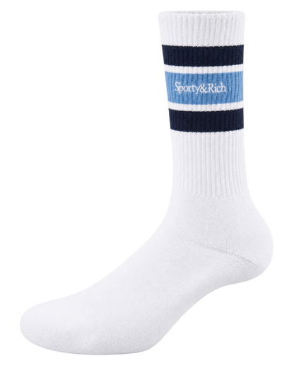 Serif Logo Socks - White/Navy/Colony