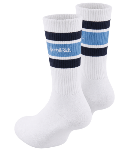 Serif Logo Socks - White/Navy/Colony