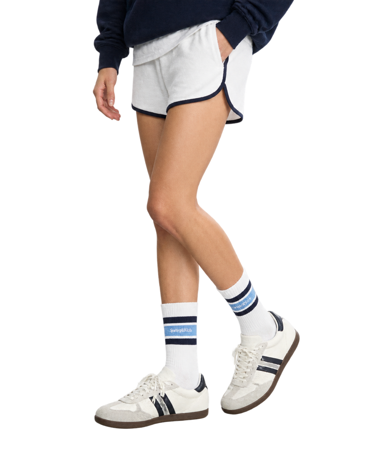Serif Logo Socks - White/Navy/Colony