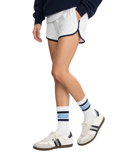 Serif Logo Socks - White/Navy/Colony