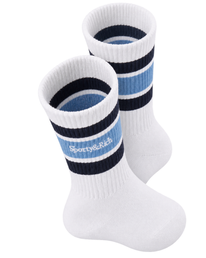 Serif Logo Socks - White/Navy/Colony