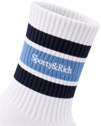 Serif Logo Socks - White/Navy/Colony