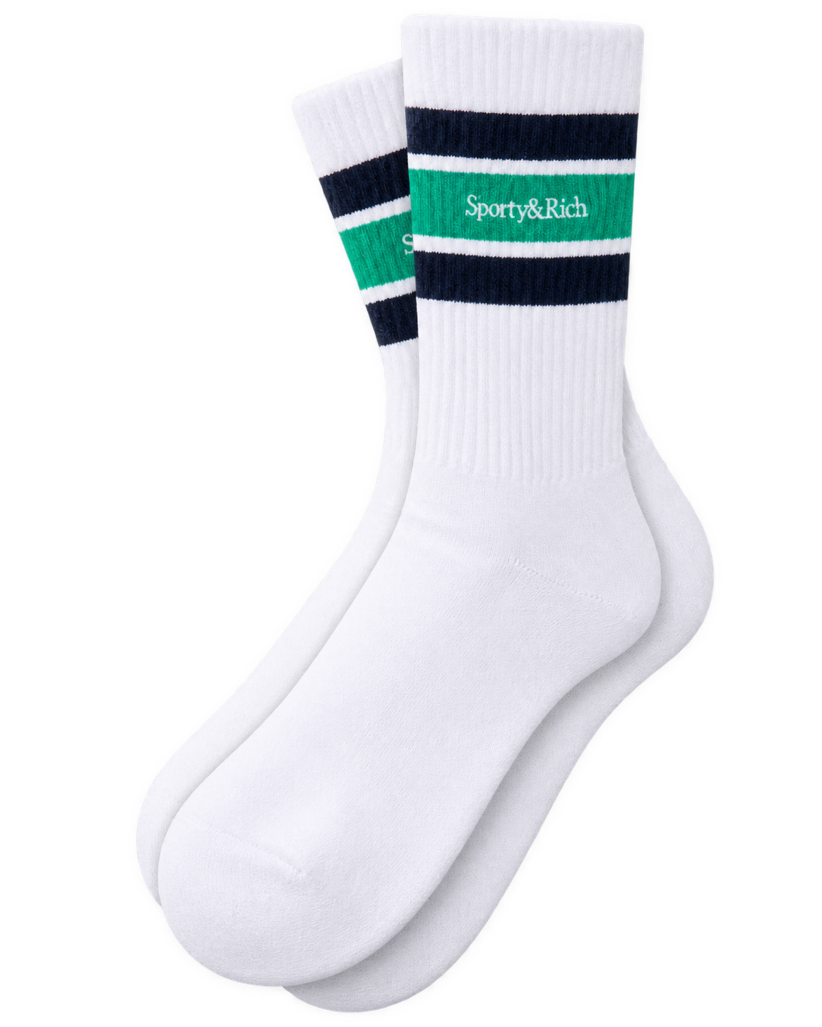 Serif Logo Socks - White/Spring Green/Light Navy