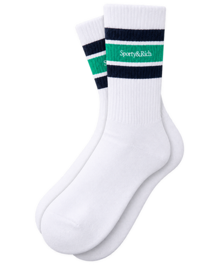 Serif Logo Socks - White/Spring Green/Light Navy