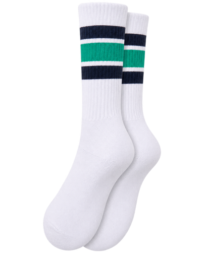 Serif Logo Socks - White/Spring Green/Light Navy