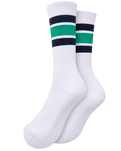 Serif Logo Socks - White/Spring Green/Light Navy