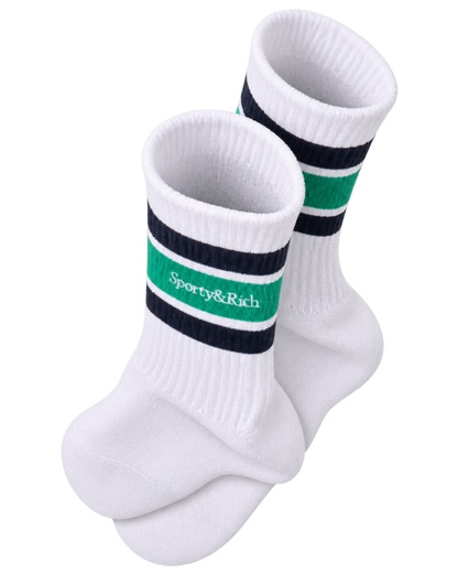 Serif Logo Socks - White/Spring Green/Light Navy