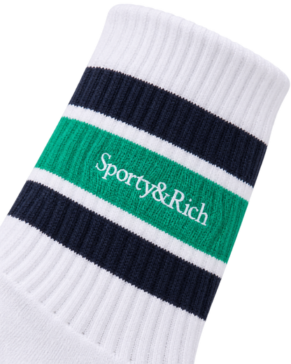Serif Logo Socks - White/Spring Green/Light Navy