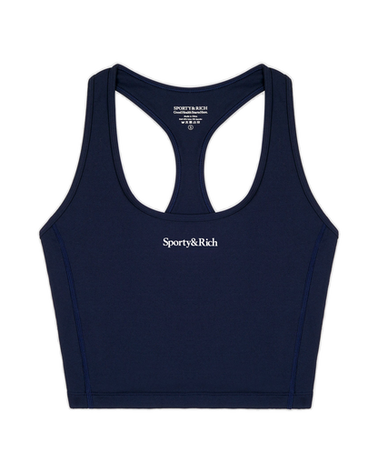 Serif Logo Sports Tank - Navy/White