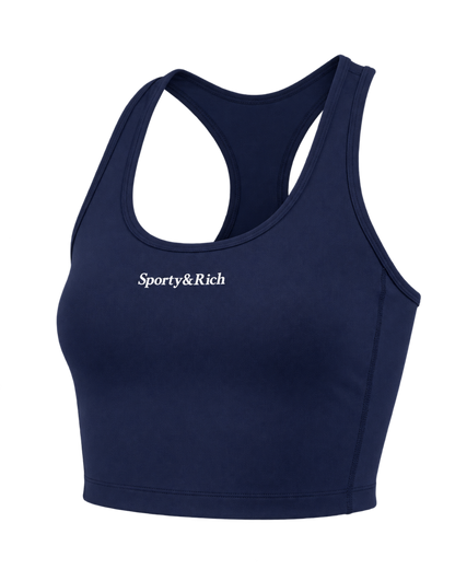 Serif Logo Sports Tank - Navy/White