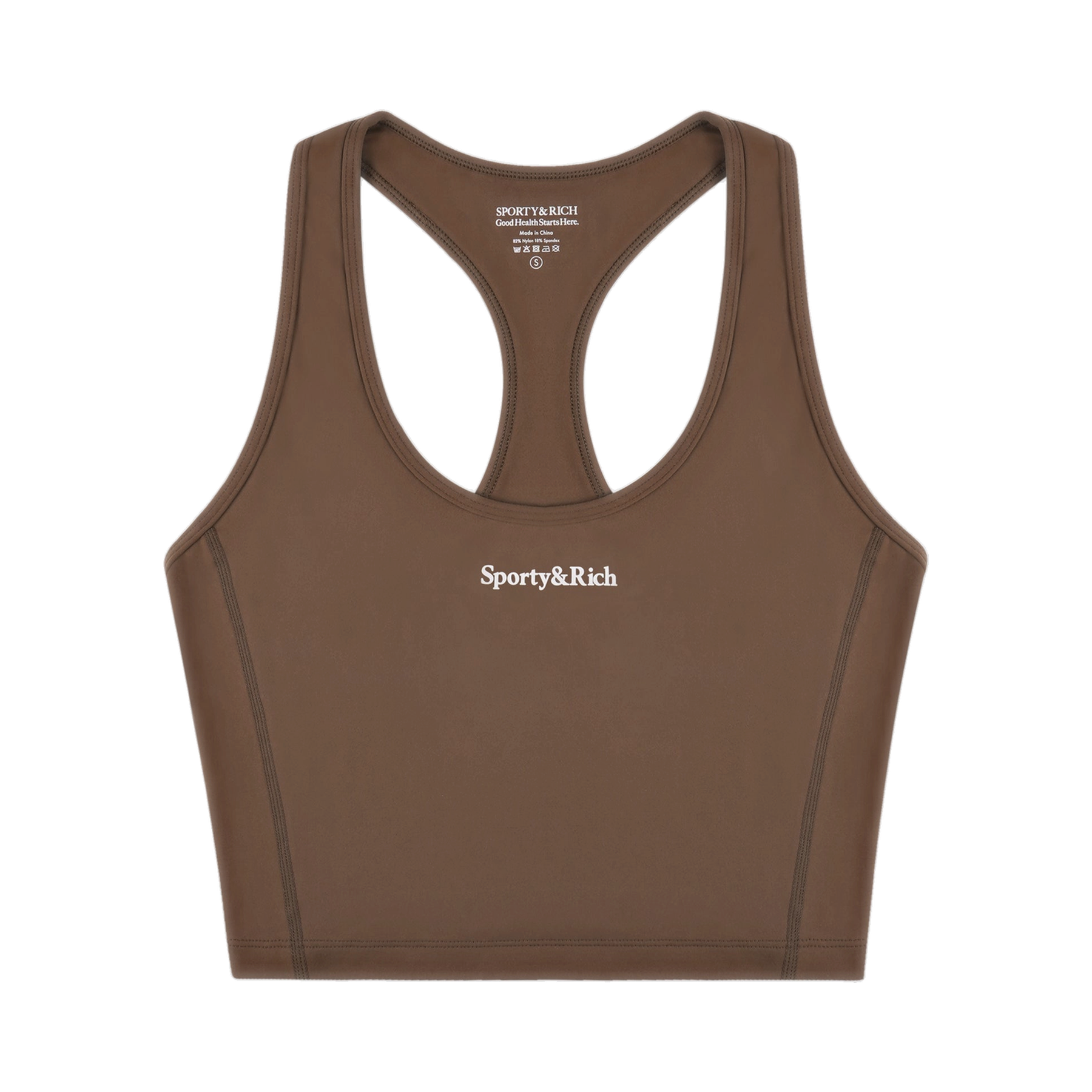 Serif Logo Sports Tank - Toffee/White