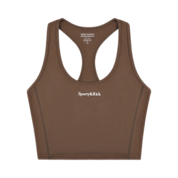 Serif Logo Sports Tank - Toffee/White