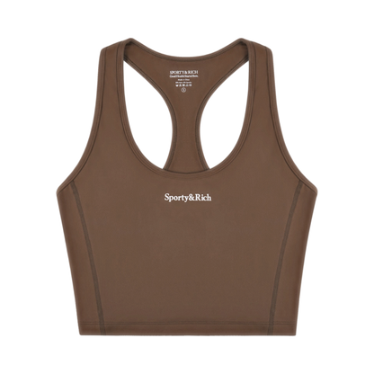 Serif Logo Sports Tank - Toffee/White