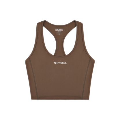 Serif Logo Sports Tank - Toffee/White