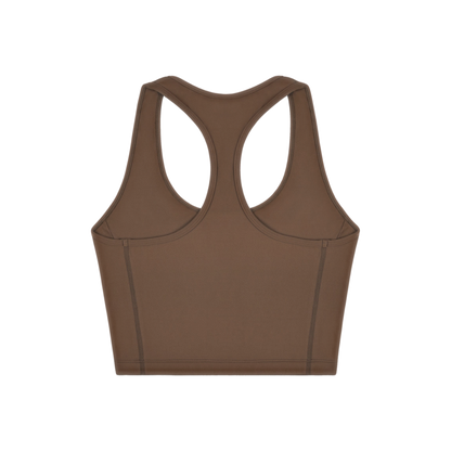 Serif Logo Sports Tank - Toffee/White