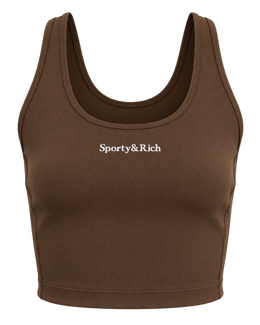 Serif Logo Sports Tank - Toffee/White
