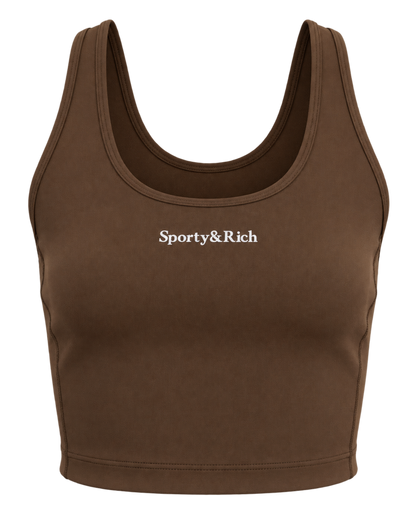 Serif Logo Sports Tank - Toffee/White