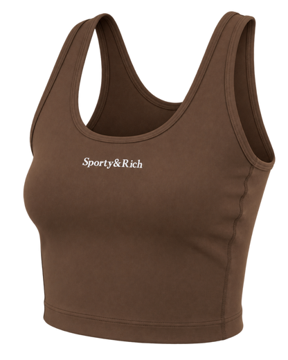 Serif Logo Sports Tank - Toffee/White