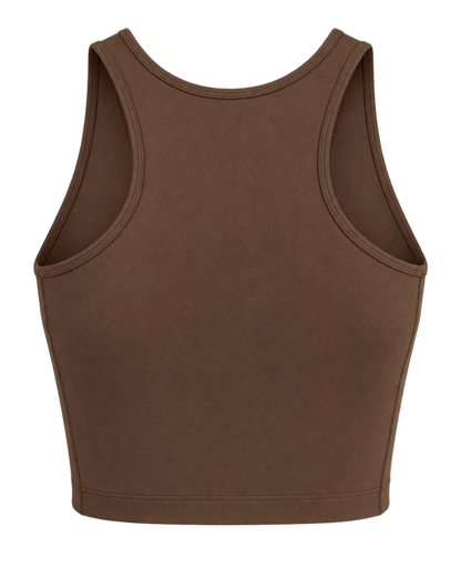 Serif Logo Sports Tank - Toffee/White