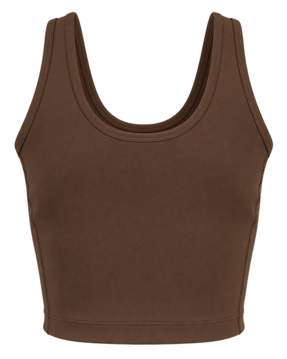 Serif Logo Sports Tank - Toffee/White