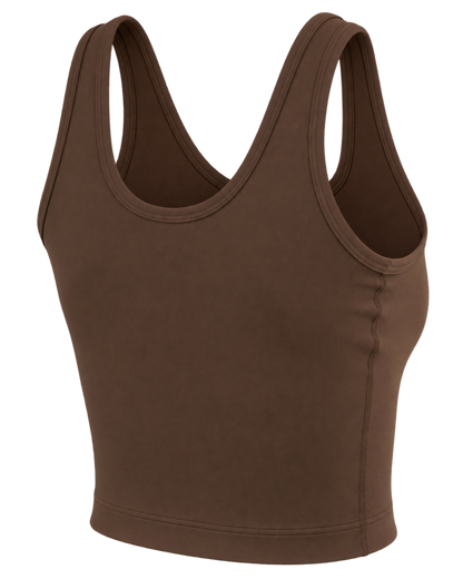 Serif Logo Sports Tank - Toffee/White