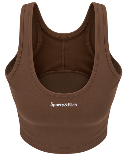 Serif Logo Sports Tank - Toffee/White