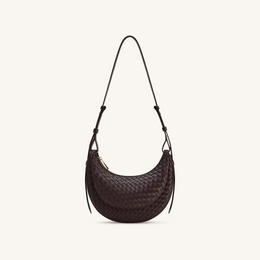 Sharon Woven Crossbody Bag - Coffee Brown