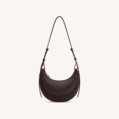 Sharon Woven Crossbody Bag - Coffee Brown