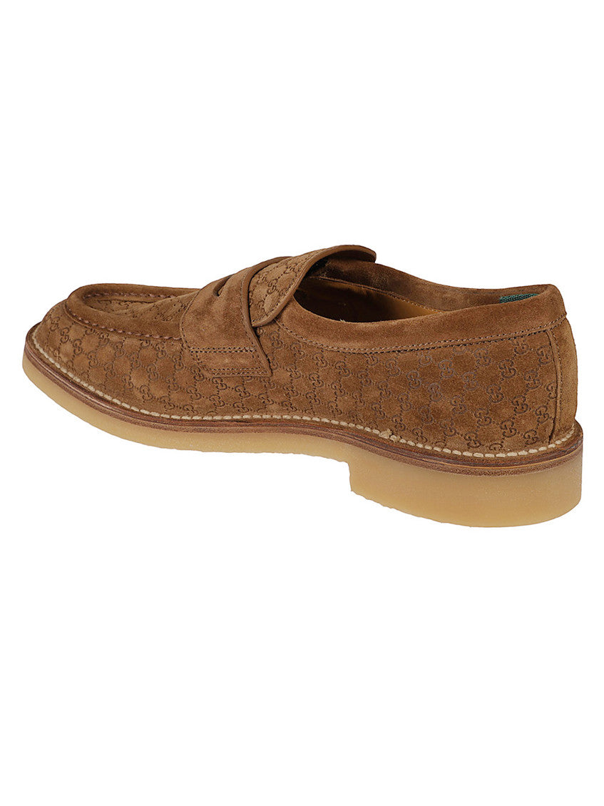 Gucci GG Suede Penny Loafers – Brown