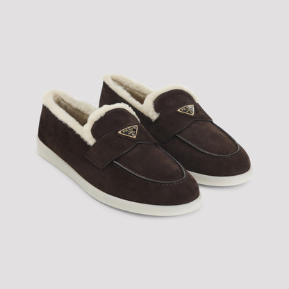 Prada Dark Brown Logo Loafers