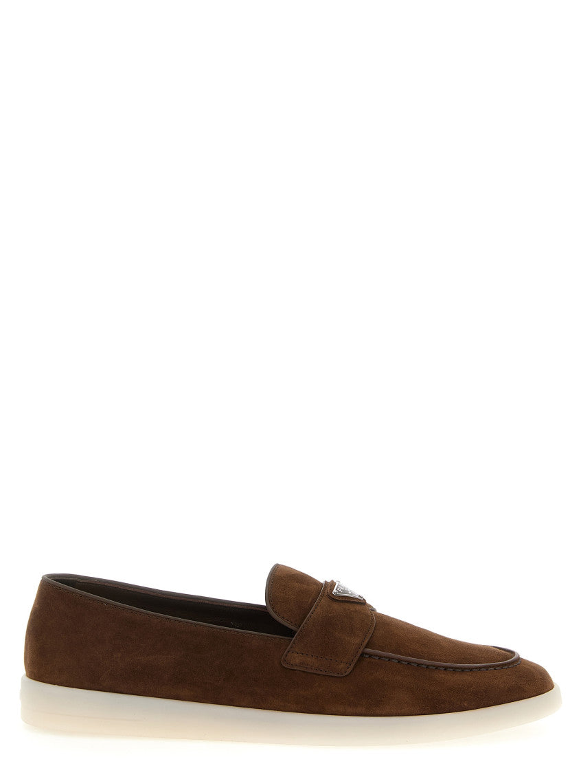 Brown Logo Suede Loafers