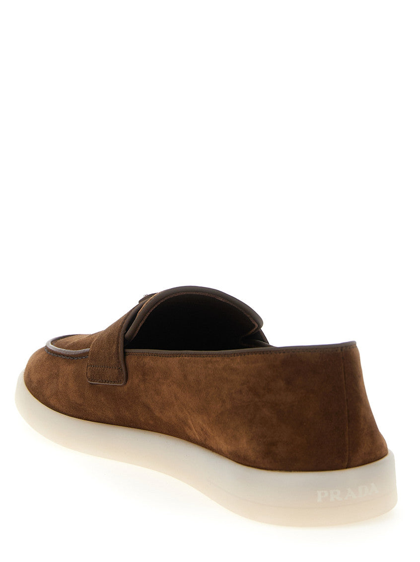 Brown Logo Suede Loafers