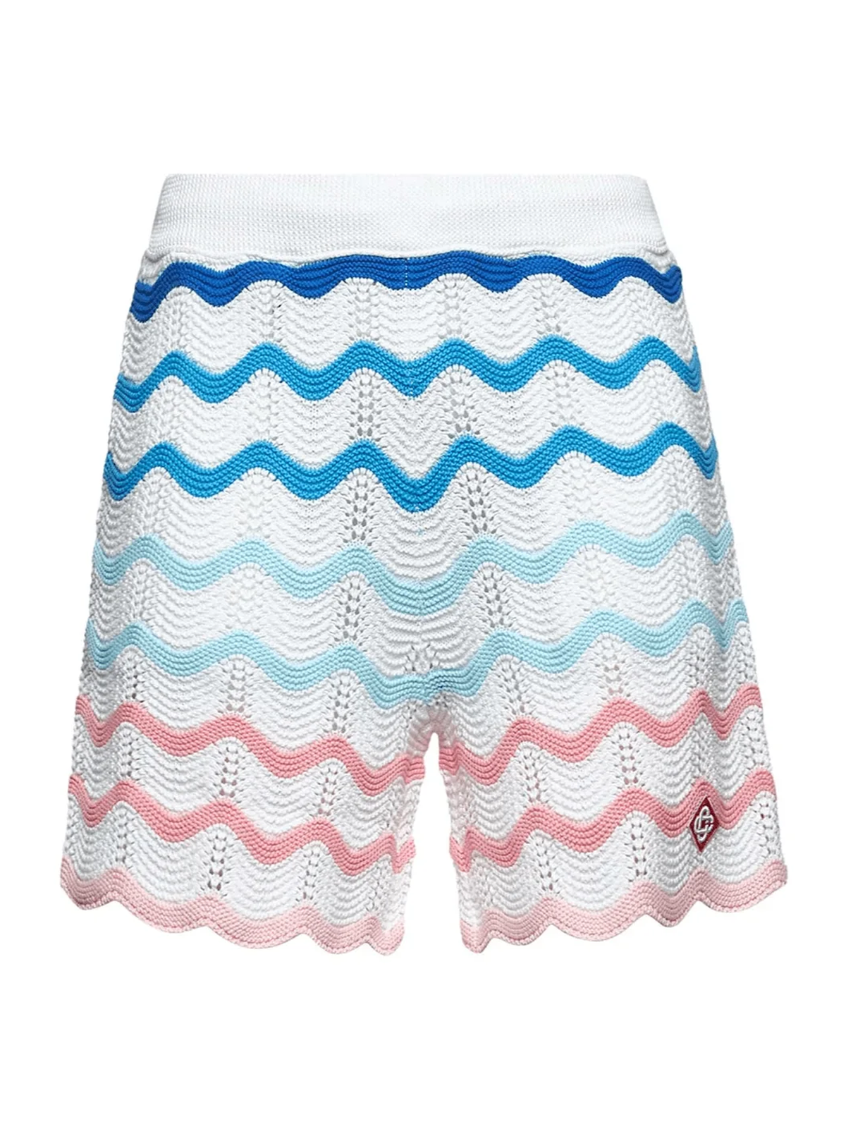 Casablanca Gradient Wave Crochet Shorts in White no