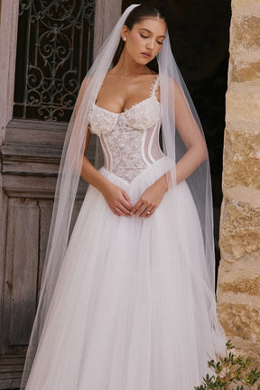 Leone white ultra long soft tulle veil