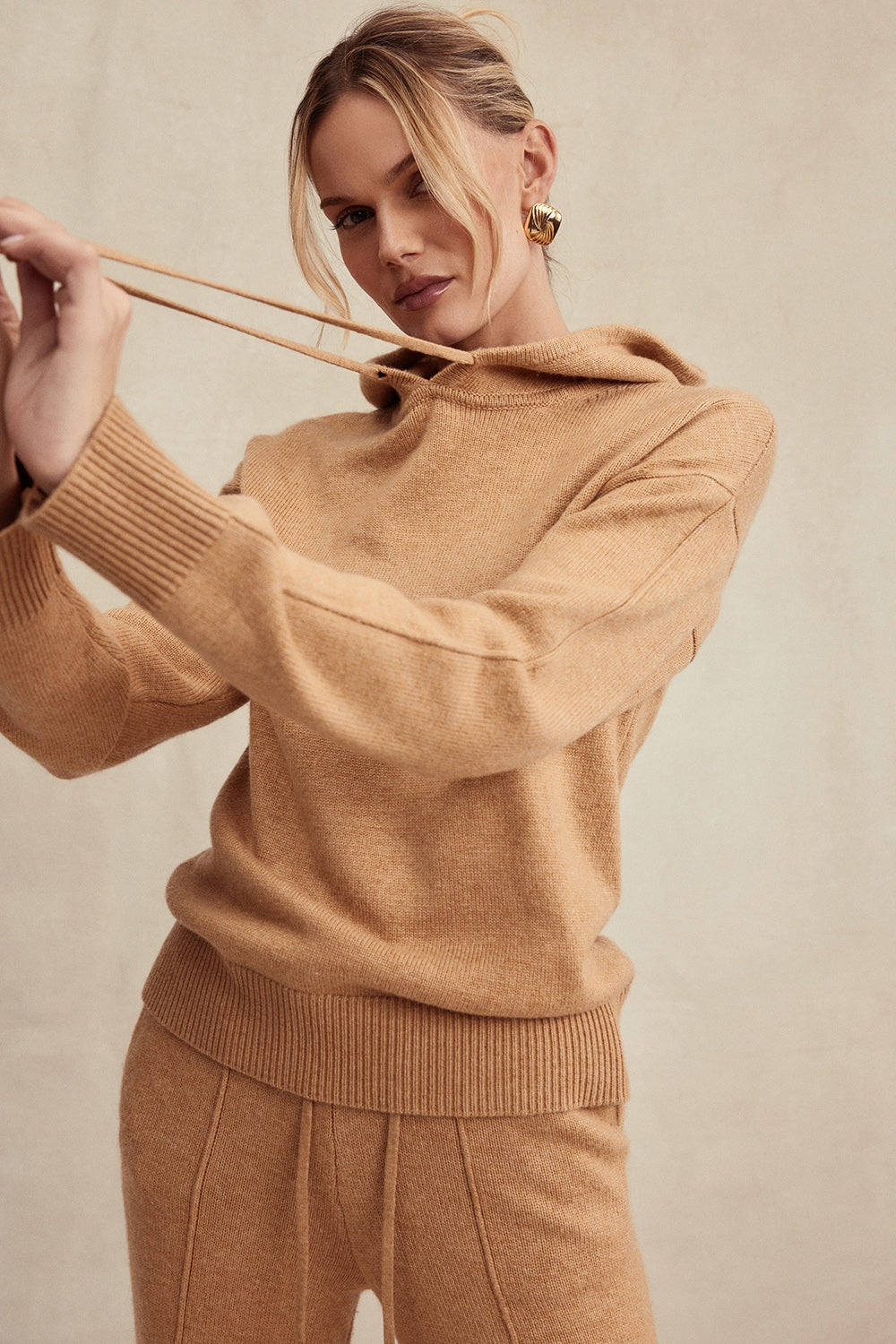 Camel cashmere blend hoodie